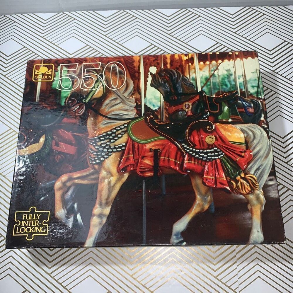 Golden 550 Piece Carousel Horse Jigsaw‎ Puzzle Colorful Merry Go Round New